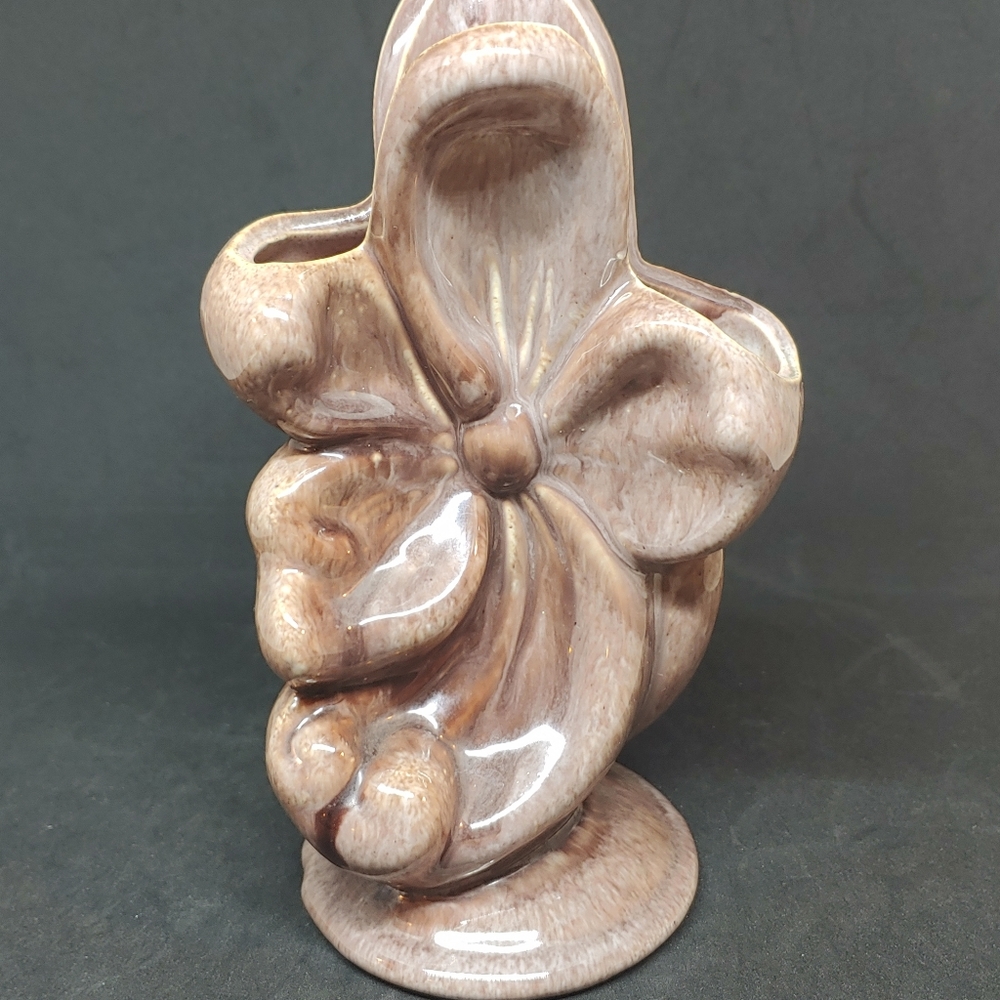 Vintage Gonder Pottery Purple Magnolia Vase